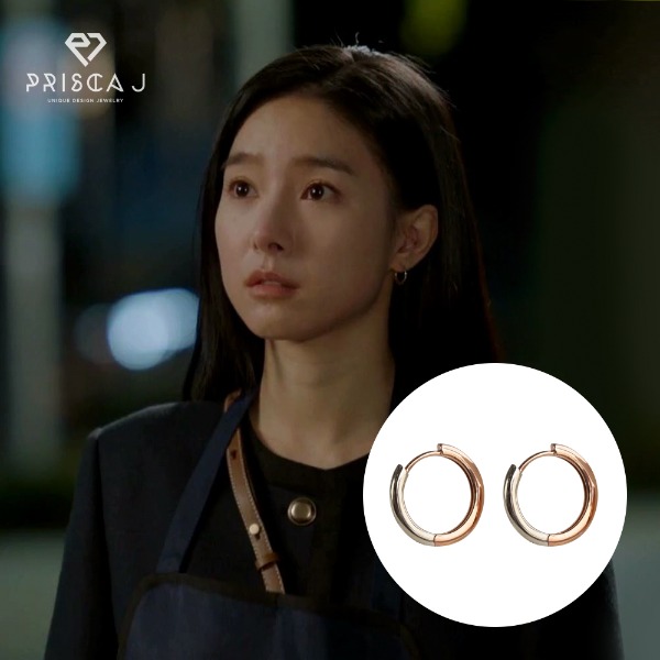 [김소은, 우주소녀 여름 착용] 14K 18K 엣지 투 컬러 원터치 귀걸이